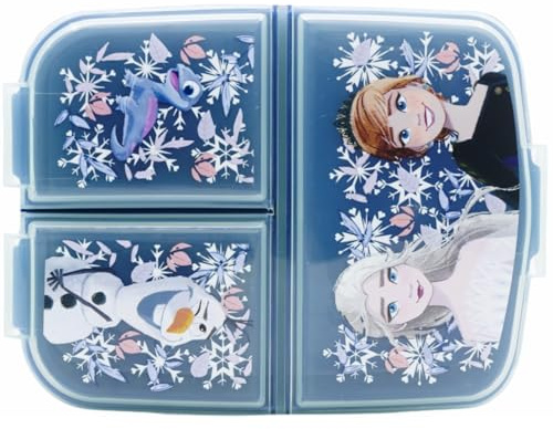 ILS I LOVE SHOPPING Porte collation scolaire avec 3 compartiments porte-goûter en plastique pour enfants, salle à manger, boîte de lancement, sans BPA pour FROZEN