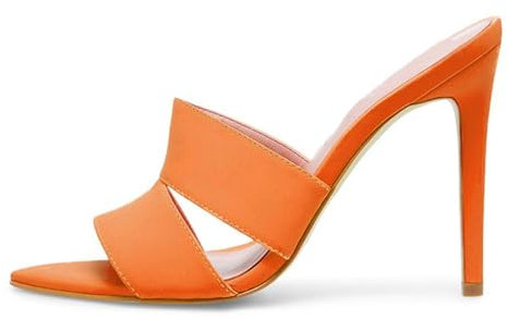 Arancia,43 EU, Sandali con Tacco a Spillo da Donna, a Punta Aperta, con Cinturino Posteriore, da infilare, da Sera, da Ballo, da Festa, Estivi