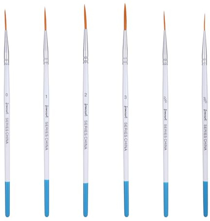 6PCS Fine Paint Brushes, Professional Fine Detail Rigger Watercolour Brushes, Pinstriping Watercolour Paint Brush for Acrylic Watercolor Oil Gouache Scroll Outlining