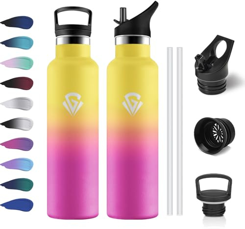 Botella Agua 750ml, Botella Termica con Doble Pared Aislante, sin BPA, Garrafa Agua Acero Inoxidable, Botella Gimnasio Ideal para Adultos, Escuela, Oficina, Viajes, Senderismo, Yoga, Running, Fitness