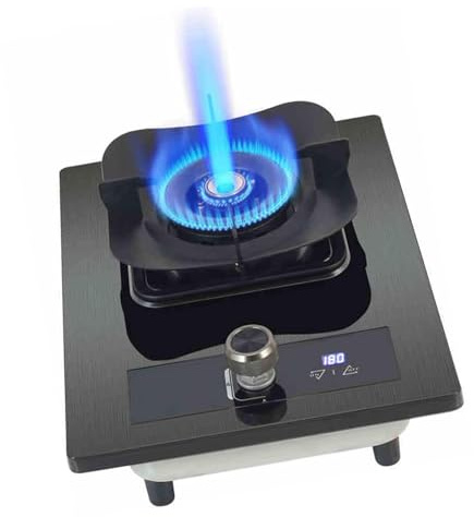 THEGA Stufa A Gas da 5,2 KW, Fornello A Gas A 1 Fuoco, Fornello da Cucina A Gas da Banco con Timer Indipendente, con Protezione Antispegnimento, per Camper, Appartamenti(NG)