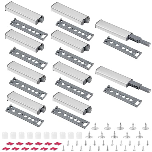 vsshe Push Pull per Ante, 10 Pezzi Scrocco magnetico chiusura magnetica, Robusto Apertura a Pressione Ante Chiusura, con viti di montaggio e magneti autoadesivi, per camper, armadietti della cucina
