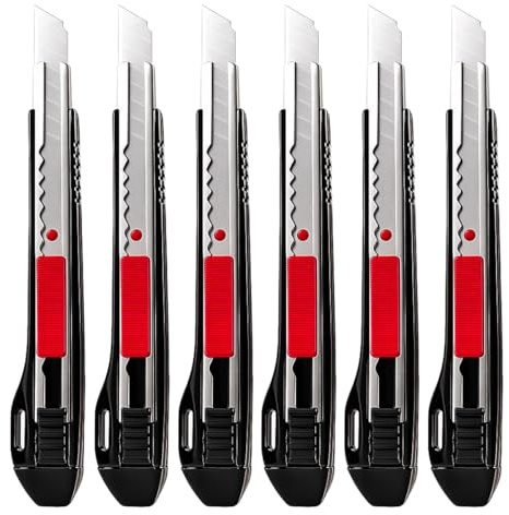 Gebildet 6pcs Professional Cutter - 9mm Snap Off Blades / 60 Degree Foil/Utility/Graphic Knife Set - Ideal for Foils, Wallpaper, Crafts, Cartons