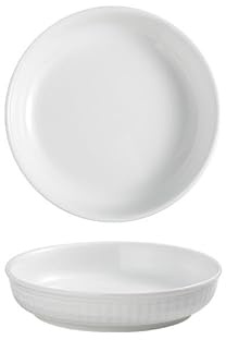 Assiette Vaisselle en céramique blanche gaufrée de 8 pouces, assiette creuse profonde for apéritif chinois, for dîner cuisine, convient for le service café restaurant Vaisselle(8 in)