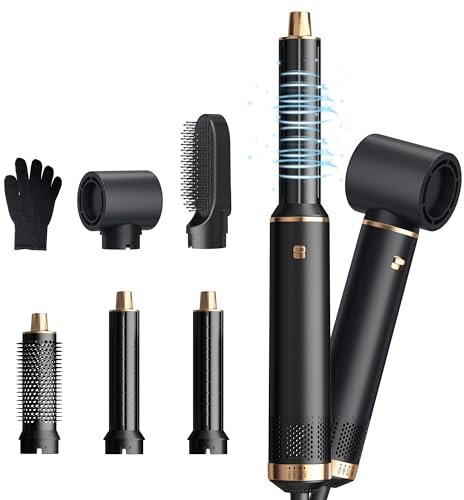 Haarstyler 5 in 1,1000w Föhnbürste Airbrush Hairstyler, Air Styler Lockenstab mit Luft, Negative Ionen Pflege,Sie dem Haar Volumen, Locken und Föhnen Sie Haar