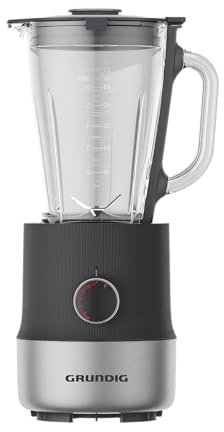 Grundig SM 6430 Standmixer, 1,5 L Glasbehälter, 800 Watt, 4 Edelstahlklingen, 5 Geschwindigkeitsstufen + Puls-Funktion, Anti-Rutsch, Messskala, Anthrazit/Edelstahl