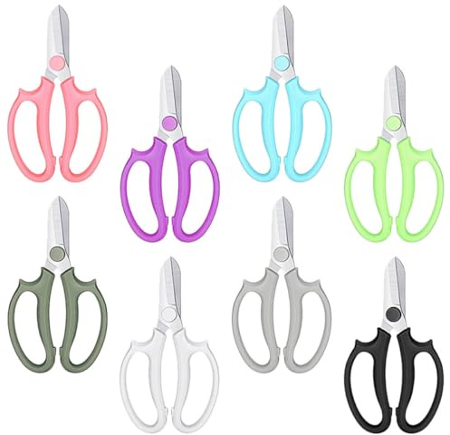 YARNOW Ciseaux de Jardinage Professionnels 8 Pcs Multicolores Sécateurs à Fleurs Ergonomiques en Acier Inoxydable pour Coupe Précise, Taille de Fleurs et Cueillette de Fruits, Outil