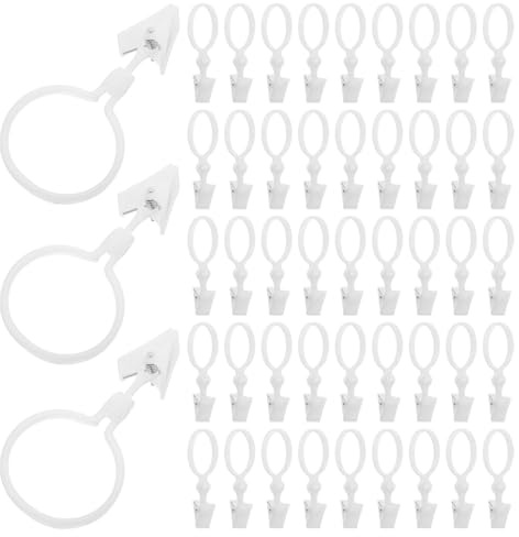 HOMSFOU Anillos para Cortinas Pinzas, 100 Piezas, Ganchos para Colgar Ropa, Pantalones y Cortinas, Ideales para Baño y Dormitorio