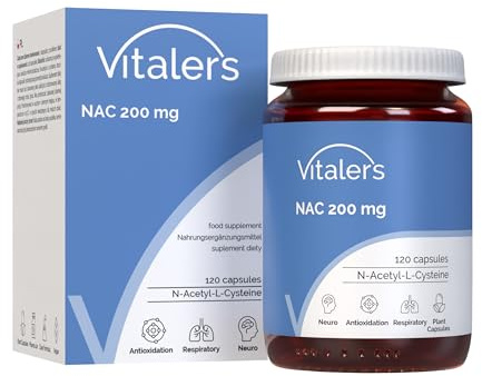 Vitaler’s NAC 200 mg, 120 gélules véganes, N-acétyl-L-cystéine, 4 mois d’utilisation
