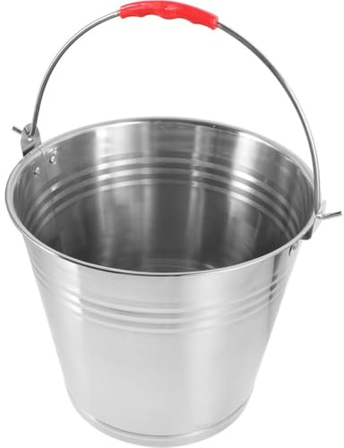 VILLCASE Secchio per Alimentazione Cavalli Portatile in Acciaio Inox da 10l, Facile da Pulire e Multiuso, per Puledri e Cavalli in Stalla al Pascolo