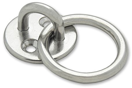 Docks, Lot de 2 platines rondes avec anneau mobile, Acier inoxydable, Diam. fil 5 mm, Diam. intérieur anneau 30 mm, Diam. platine 33 mm, Gris