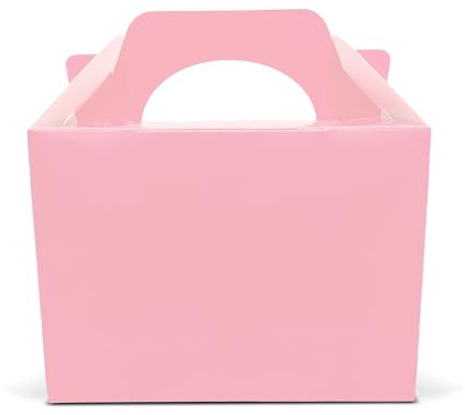 Lotus 30 x Children/Kids Plain Coloured Party Boxes Carry Food Meal Fun Picnic Birthday Wedding Favour/Baby Shower Party Halloween Trick or Treat Box Loot Bag (Baby Pink)