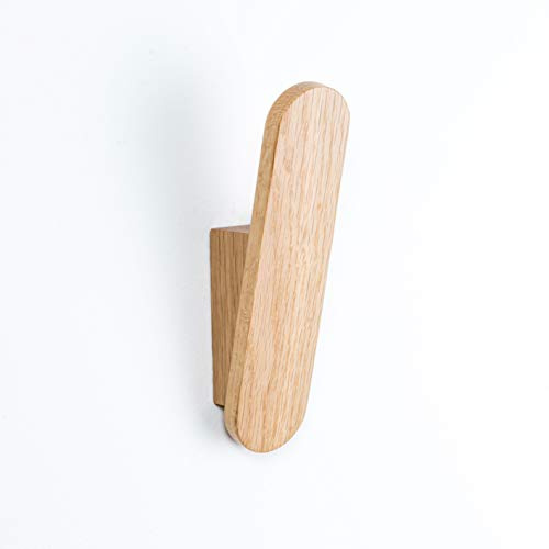 Tallo Hardwood Wall Hook, Solid Oak, Single | 148mm tall; holds 7kg; keyhole fitting; fixings for plasterboard, brick & wood; drilling template included; indoor only