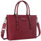 MOSISO Laptop Tote Bag (15-16 inch), PU Leather Shoulder Briefcase Handbag Compatible with MacBook & Notebook Large Capacity with Padded Compartment, Wine Red