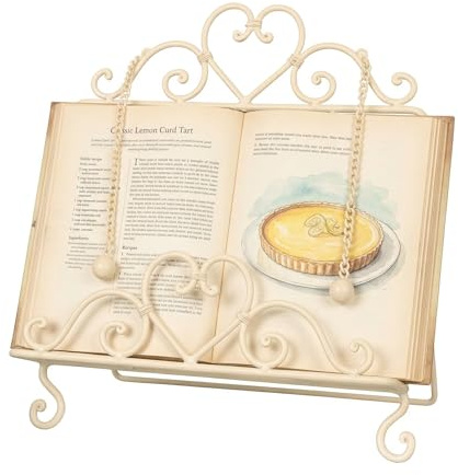 Cookbook Holder White Cast Iron Vintage Kitchen Recipe Book Stand