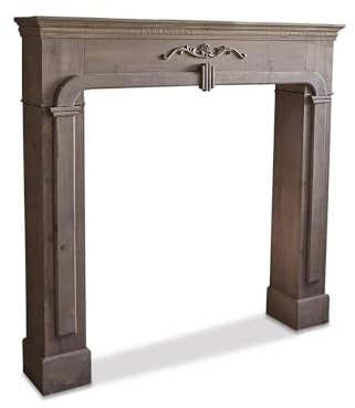 Loberon Kaminkonsole Vaine, klassisches Design, stilvolle Schnitzereien, mit dezentem Antik-Finish, Dekoration, Wohn-Accessoire, Tannenholz, antikbraun