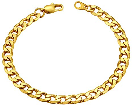 ChainsHouse Frauen Armband Gold Panzerkette Armband für Damen Edelstahl Gliederarmband 6mm Gliederkette Armbänder 21cm Kubanische Kettenarmband Vergoldete Armkette Armreif Modeschmuck für Freundin