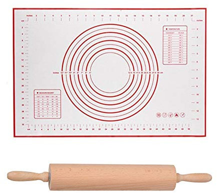 Mattarello – Mattarello regolabile in acciaio inox o legno o gel di silice per cuocere biscotti Chapati, pasta di fondente, pasta di pasticceria, pizza e croste. Tre misure (con opaco)