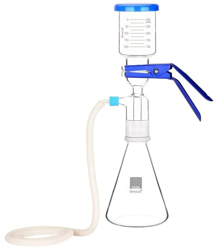 stonylab Filtre de Verrerie de Laboratoire, Filtre de Filtration en Verre de Laboratoire, Kit de Filtre en Verre avec Flacon Filtrant de 500 ml et Entonnoir Gradué de 300 ml