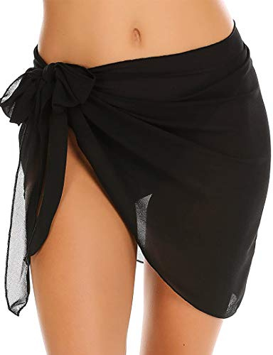 JFAN Jupe Sarong Paréo Cache-Maillot Bikini Écharpe Robe de Plage Piscine Fille Femme Florale Multiwear, Taille Unique - A