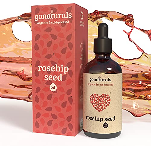 GoNaturals® Huile de Rose Musquée Certifiée BIO -50ml- 100% Pure, Pressé à Froid, Végétalien, Non Parfumé - Huile Rose Musquée pour les Cheveux, Visage, Ongles, Lèvres - Pipette & Bouteille en Verre