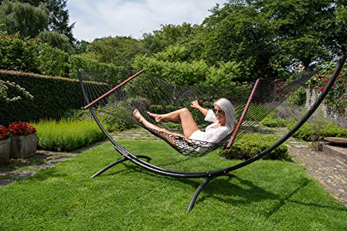 Tropilex Südamerikanische Hängematte Single mit Gestell | Handgefertigt | Fairtrade | 8 Stile & 10 Farben zur Auswahl | Flexibel & Belastbar | Perfekt für den Garten, Camping und auf Reisen geeignet