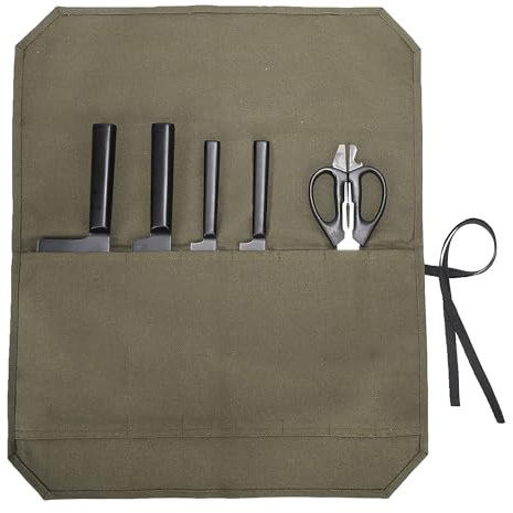 Kaaltisy Messertasche für Köche, Aufbewahrung der Löffel und der Gabeln, wasserdichte Werkzeugtasche, Militärgrün