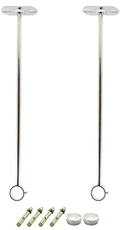 2 Pack Ceiling Mount Bracket, Stainless Steel Wardrobe Pipe Bracket Rod Holder Ceiling Holder, ULIFESTAR Shower Curtain Closet Wardrobe Rod Lever Support Holder Pipe Flange Socket 25x500mm/1x20''
