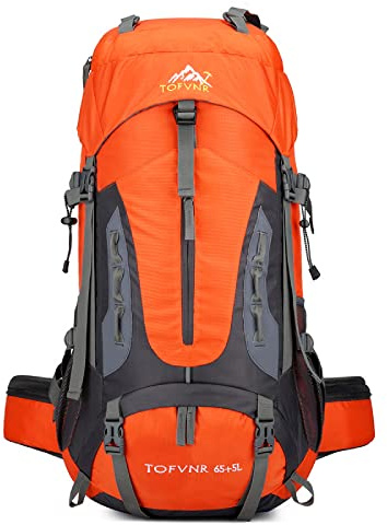 70 l großer Camping-Wander-Rucksack, leichter Nylon-Trekking-Rucksack, für Männer und Frauen, Outdoor, große Kapazität, Sport, Bergsteigen, Reisen, wasserdichter Tagesrucksack, Orange