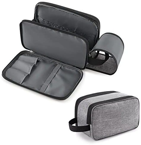 Lifewit Kulturbeutel Herren großer Kulturtasche Herren Kosmetiktasche mit doppelten Reißverschlüssen, Organizer Waschtasche schminktasche für Bad und Reise für Hygieneartikel, Groß, Grau