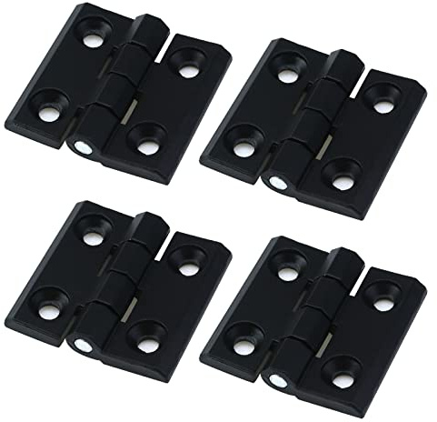 Woogim Lot de 4 charnières de porte d'armoire robustes 50 mm x 50 mm en alliage d'aluminium renforcé avec roulement à billes Noir, Quincaillerie de Placards
