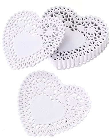 BESPORTBLE 250stücke Papierdeckchen Für Lebensmittel Herzform Deckchen Für Tortenspitzenpapier Brot Kuchen Servieren Dekoration Scrapbooking Geschenkverpackung Weiß