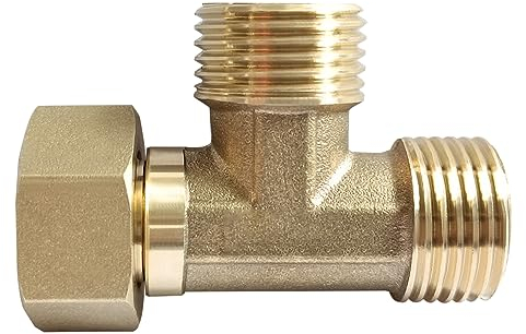 Joywayus Messing G1/2 Zoll 3-Wege-Umsteller, T-Form, Schlauch, Rohrverschraubung, Adapter, Anschluss, für Winkelventilschlauch, Badewannen-Duscharm, WC-Bidet-Sprüher, Badewannenarmatur