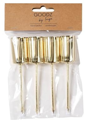 Inge-glas Kerzenhalter mit Spieß 12cm 4 STK | Adventskranz Stabkerzenhalter Set | Kerzenstecker (Gold)
