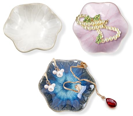 WideSmart Plat à Bijoux en Céramique,Plateau à Bijoux Plateau à clés Organiseur de Bijoux Bol à Bijoux Petit Plateau de Clés Porte-Assiettes Petit Anneau Bijoux Plaque Table d'entrée décor de Chambre