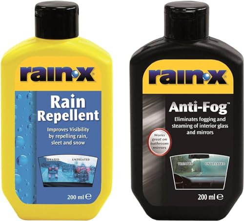 Rain-X Rain Repellent & Anti-Fog Treatment Value Pack - Hydrophobic Formula for Clear Visibility and Fog-Free Windscreen - Ideal for Car Windows & Interior Mirrors - 200ml x 2