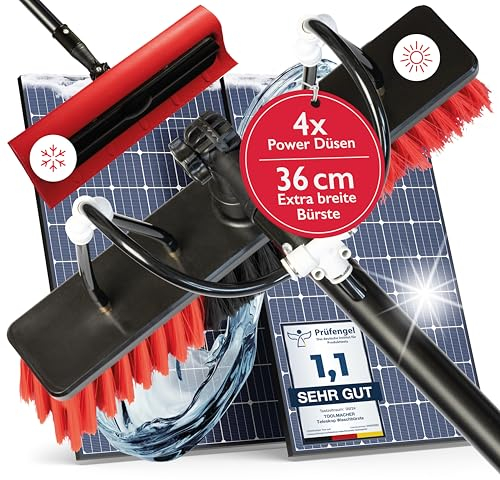 toolmacher Teleskop Waschbürste 6m [inkl. Photovoltaik Schneeschieber] - Teleskopstange Fensterreinigung - Waschbürste mit Teleskopstiel - Photovoltaik Waschbürste & Schneeschieber - 5 Jahre GARANTIE