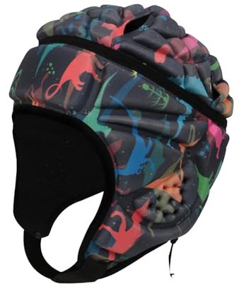 Perfeclan Rugby Helm Kinder, Gepolsterte Kopfbedeckung Rugby Helm Fußball Scrum Cap, Ultraleichter Rugby Kopfschutz Fußball Kopfbedeckung, Bunt-42cm