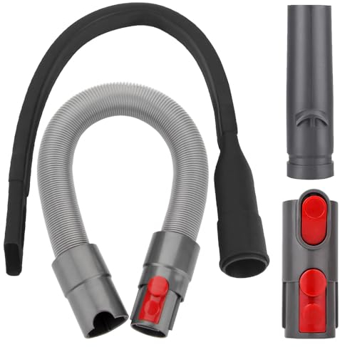 BUZIFU 4 PCS Accesorios para Aspiradora Compatible con Dyson V7 V8 V10 V11 V12 V15, 1 Manguera Extensible Aspiradora + 1 Boquilla Larga Flexible + 2 Adaptador Tubo Aspiradora para Limpiar Esquinas