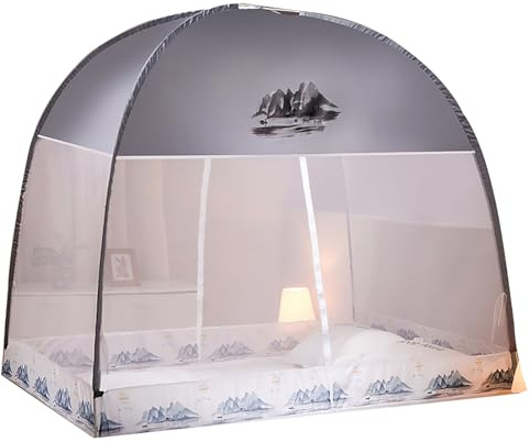 Moskitonetz-Bett, Camping, doppelt, tragbar, für Reisen, Zuhause, Anti-Moskito-Zelt, faltbar, Schlaf für Erwachsene mit Boden, B, 120 x 200 cm