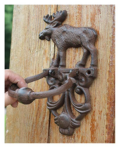 SANZHEN Türklopfer aus Holz, Sperlingsengel, Türklopfer, 2 Türklopfer aus Gusseisen, Elch, Elch, dekorativer Türklopfer, traditioneller Stil, Tier-Türgriff, Türriegel, braun