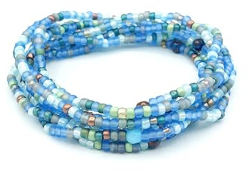 Generisch Armband blau grau, handgefertigt in Deutschland, Halskette, Wickelarmband Ibiza Style