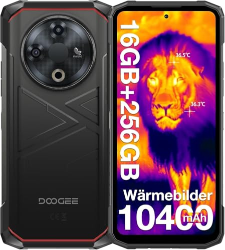 DOOGEE Fire 6 Wärmebildkamera Outdoor Handy Ohne Vertrag 10400mAh 256GB+16GB/2TB TF Outdoor Smartphone Android Baustellenhandy 6.56” Display 50MP Kamera Fingerabdruck/Triple Card Slot/GPS/OTG