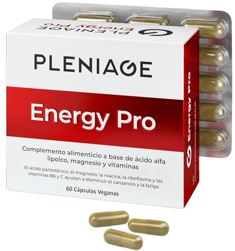 PLENIAGE® ENERGY PRO | Multivitaminas con Citrato de Magnesio + Acido Alfa Lipoico + Vitamina C, Vitamina E y Vitamina B + Biotina | Citrato de Magnesio Capsulas con Vitaminas | Apoyo Físico y Mental