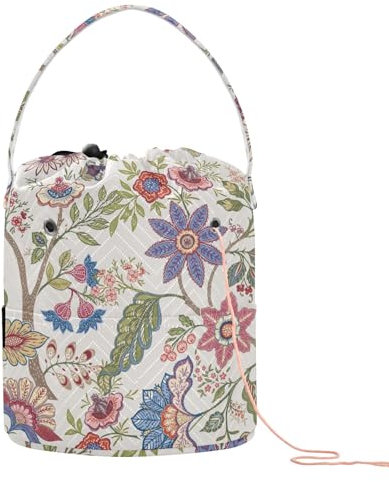 Western Kaktus Mexicana Häkelgarn-Tasche, Häkel-Organizer-Tasche mit Löchern, Garn-Tragetasche für Stricknadeln, Aufbewahrung, Häkeln