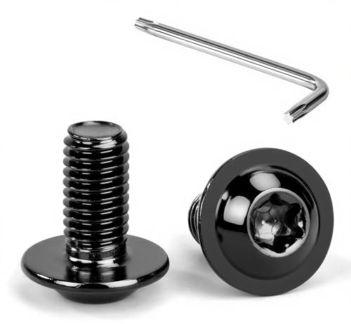 Tunejoy Linsenkopfschrauben mit Flansch Trox M8 x 16 mm Schwarz Linsenkopfschraube Innensechskant Edelstahl A2 V2A Flanschschrauben Vollgewinde mit T40 Inbusschlüssel 20 Stück