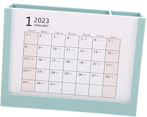 LALAFINA Calendar Pen Holder Desk Calendar Multi-function Office School Home Use Desktop Organizer Stationery Storage Box