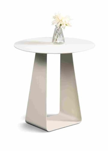 M2 Kollektion Freddy 2 – Runder Couchtisch (Ø 45 cm, H 45cm) – Hochwertiges, Creme weiß pulverbeschichtetes Metall – leichtes Gewicht und Pflegeleicht