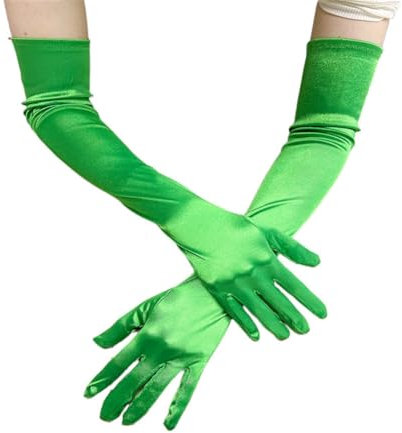 JekyTMP 2 Paar Lange Satin Handschuhe Damen Fingerhandschuhe Braut Tanzhandschuhe Abendhandschuhe Brauthandschuhe Opernhandschuhe Handstulpen Ellenbogenhandschuhe Armstulpen Lang Long Gloves (Grün)