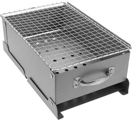 KITANDOVE Barbecue Portatile Pieghevole Inox Per Campeggio e Picnic Compatta Per Cottura Di Pesce e Verdure Con Design Rete Fine Per Facile Pulizia e Trasporto
